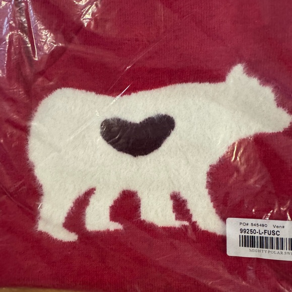 Sundance Pink and White Crew Neck Sweater with Bear Design - Picture 3 of 6